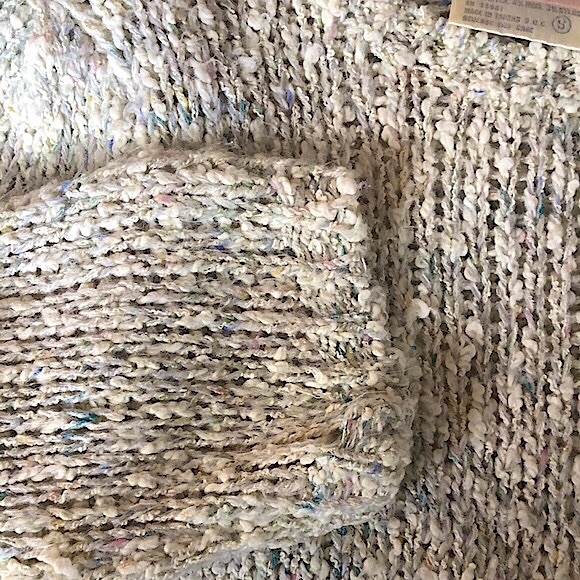 80s Vintage Puff Shoulder Sweater Pastel Cream S - Picture 5 of 5